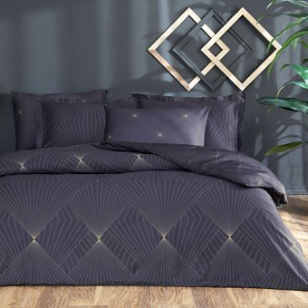Linens Sc Hens Pamuk Dört Mevsim 200x220 cm Çarşaflı Lastikli Desenli Çift Kişilik Nevresim Takımı Gri