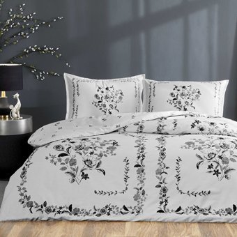 Linens Sc Allday Nelson Pamuk Dört Mevsim 200x220 cm Çarşaflı Lastikli Çiçekli Çift Kişilik Nevresim Takımı Beyaz