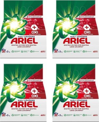Ariel Oxi Beyazlar İçin 80 Yıkama Toz Deterjan 4x3 kg