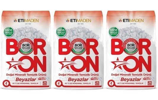 Boron Doğal Mineralli Beyazlar İçin 104 Yıkama Toz Deterjan 3x4 kg