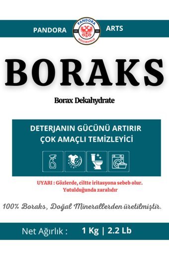 Pandora Arts Boraks Doğal Renkliler ve Beyazlar İçin 100 Yıkama Toz Deterjan 1 kg