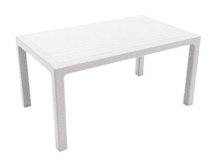 Almina Dikdörtgen Rattan 80x140 cm Beyaz Bahçe Masası
