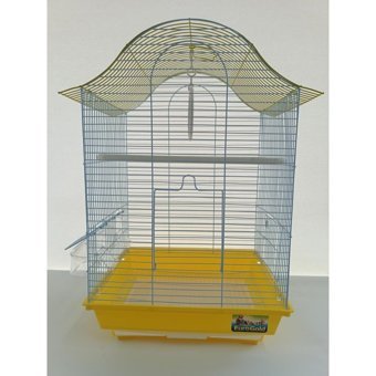 Qh Pet Cage Çatılı Dikdörtgen Metal Kanarya-Muhabbet Kuşu Kuş Kafesi Sarı