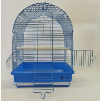 Dayang Çatılı Oval Metal Muhabbet Kuşu Kuş Kafesi Mavi