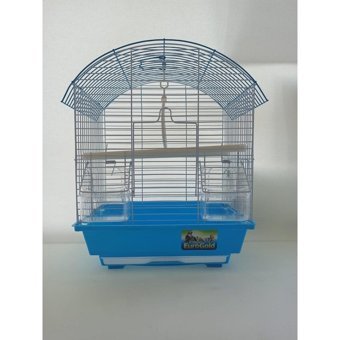 Qh Pet Cage Çatılı Dikdörtgen Metal Kanarya-Muhabbet Kuşu Kuş Kafesi Mavi