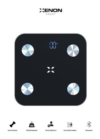 Xenon Smart Yağ Ölçen Vücut Analizi Yapan Bluetoothlu Kas Ölçen Cam Dijital Akıllı Tartı