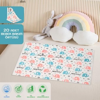 Meleni Baby Tek Kullanımlık Silinebilir Su Geçirmez 60x100 cm 20'li Alt Açma Örtüsü