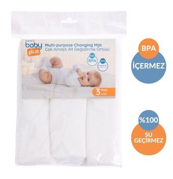 Baby Plus Alezli Silinebilir Yıkanabilir Su Geçirmez 30x60 cm 3'lü Alt Açma Örtüsü