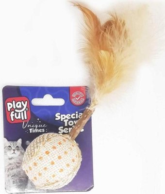 Playfull Ahşap Hasır Hareketli Tüylü Oyun Tüm Yaşlar Top Kedi Oyuncağı