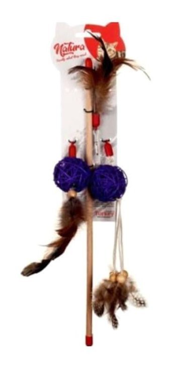 Natura Kedi Oltası Peluş Tüylü Yakalama Yavru-Yetişkin Olta Kedi Oyuncağı