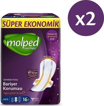 Molped Supernight Normal 16'lı Hijyenik Ped 2 Adet