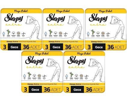 Sleepy Extra Organik Ultra İnce 36'lı Hijyenik Ped 5 Adet