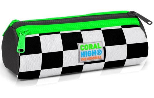 Coral High Gri Desenli Kumaş Bölmeli 3 Gözlü Damalı Silindir Cüzdan Kalem Kutusu