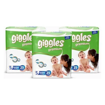 Giggles Premium Junior 5 Numara Cırtlı Bebek Bezi 75 Adet