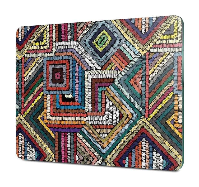 Decovetro Geometrik Çizgi Desenli 20x30 Cam Küçük Boy Çok Renkli Kesme Tahtası