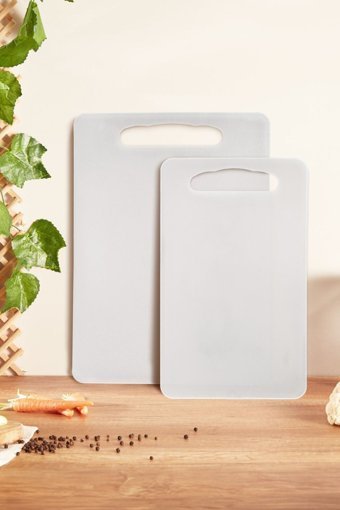 Kitchen Life Ultra Lüx Plastik Büyük-Orta Boy Şeffaf 2'li Kesme Tahtası