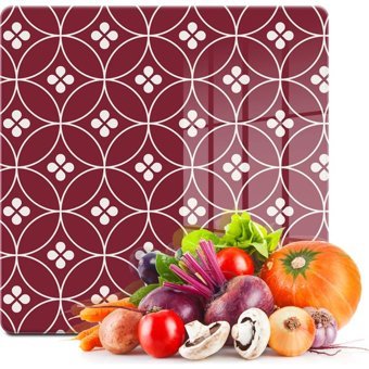Decovetro Kare Geometrik Desenli 30X30 Cam Orta Boy Çok Renkli Kesme Tahtası