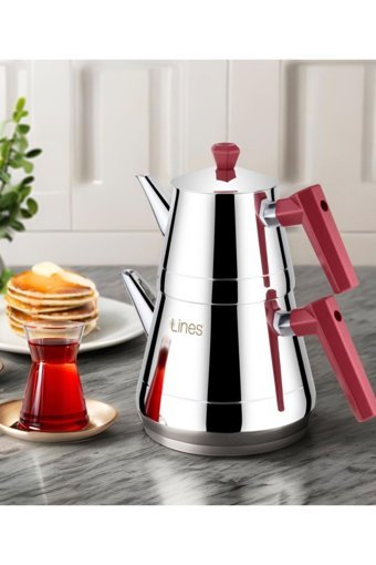 Lines Piramit Soft Çelik Mini Çaydanlık Mor