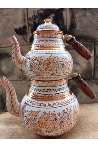 Morya Kaplama Bakır Mini Çaydanlık Kahverengi