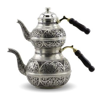 Sonay Bakırcılık Keski Işleme Bakır Çaydanlık Gümüş