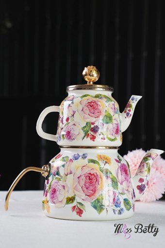 Miss Betty Rose Deluxe Emaye Çaydanlık Çok Renkli