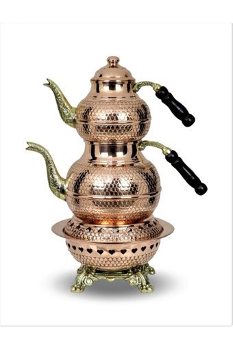 Morya Petek Işlemeli Bakır Çaydanlık