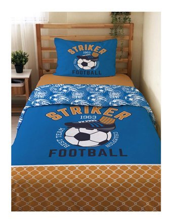 Evmila Çift Taraflı 160x220 cm Çarşaflı Futbol Tek Kişilik Nevresim Takımı Çok Renkli