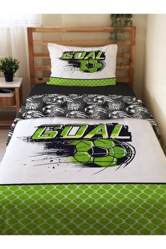 Evmila Çift Taraflı 160x220 cm Çarşaflı Futbol Tek Kişilik Nevresim Takımı Çok Renkli