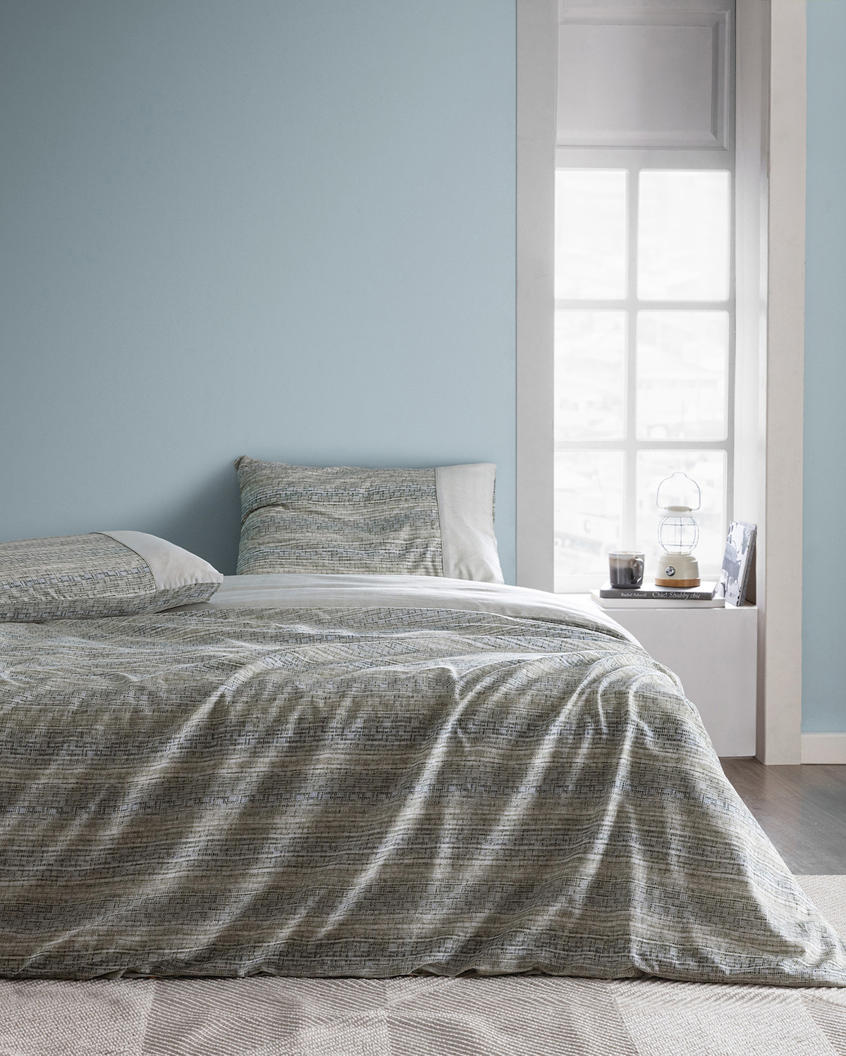 Burnel 160x220 cm Lastikli Çarşaflı Çizgili Tek Kişilik Nevresim Takımı Gri