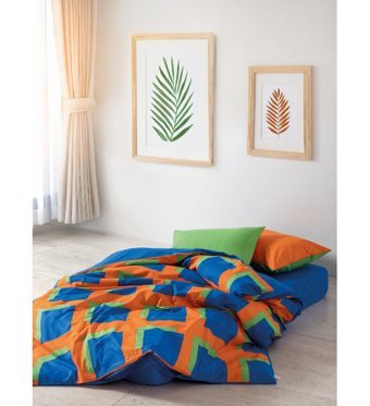 Cozy Home Popping 160x220 cm Lastikli Çarşaflı Geometrik Tek Kişilik Nevresim Takımı Çok Renkli