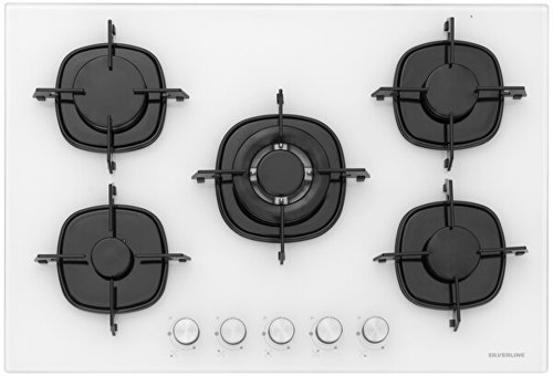 Silverline Bo6503W01-Cs5365W01 Doğalgazlı Cam Klasik Ankastre Fırın Ocak 2'li Ankastre Set Beyaz
