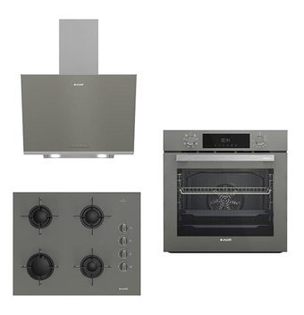 Arçelik AFC 340 G-ADE 606 G-OCD T 651 EG Dijital Gazlı Cam Klasik Set Üstü Davlumbaz 3'lü Ankastre Set Gri
