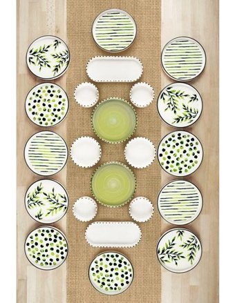 Kitchen Life Greentree Stackable 22 Parça 12 Kişilik Çok Renkli Desenli Seramik Kahvaltı Takımı