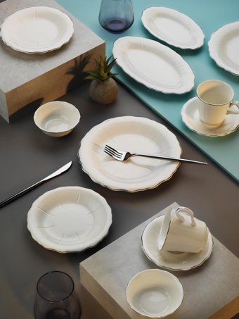 Aryıldız Ar248980 Sc Kate Platin 32 Parça Beyaz Porselen Kahvaltı Takımı
