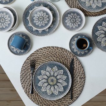 Keramika Mosaic Marvel 24 Parça 6 Kişilik Çok Renkli Desenli Stoneware Kahvaltı Takımı