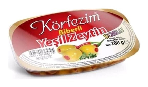 Körfezim Tuzsuz Biberli Yeşil Zeytin Paket 200 gr