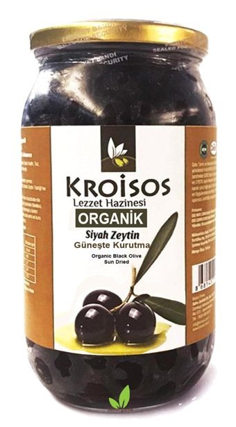Kroisos Güneşte Kurutulmuş Az Tuzlu Salamura Siyah Zeytin Kavanoz 650 gr