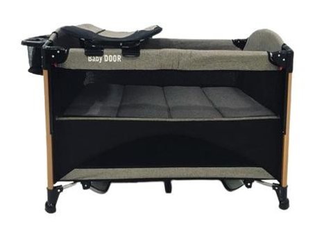 Baby Door 2053 Playgo Alüminyum 20 kg Kapasiteli Taşınabilir Katlanabilir Ara Katlı 70x110 cm Sallanan Anne Yanı Park Yatak Bej