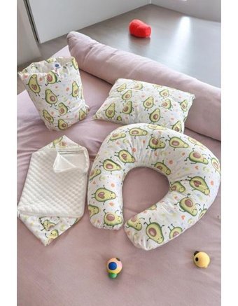 Badel Tekstil Avokado Desen Elyaf Sırt Destekli Yıkanabilir Çok Renkli Emzirme Yastığı