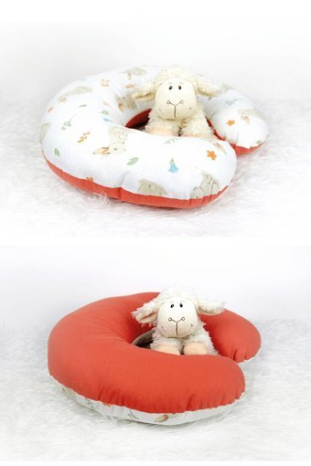 Babynest Tavşan Desen Elyaf Sırt Destekli Yıkanabilir Beyaz Emzirme Yastığı