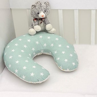 Ebabynest Big Star Serisi Elyaf Sırt Destekli Yıkanabilir Su Yeşili Emzirme Yastığı