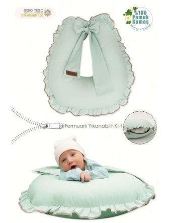 Mordesign Ruffle Serisi Zg10202 Elyaf Sırt Destekli Yıkanabilir Mint Emzirme Yastığı
