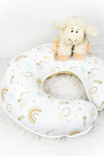 Babynest Gökkuşağı Elyaf Sırt Destekli Yıkanabilir Bej Emzirme Yastığı