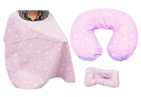 Sevi Bebe Yıldız Desen 75-2 Elyaf Sırt Destekli Yıkanabilir Pembe Emzirme Yastığı