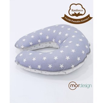Mordesign Yıldız Desen Zg559 Elyaf Sırt Destekli Yıkanabilir Gri Emzirme Yastığı