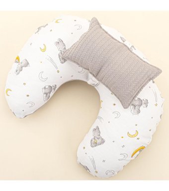 Yunikobaby Tavşan Desen Elyaf Sırt Destekli Yıkanabilir Gri Emzirme Yastığı