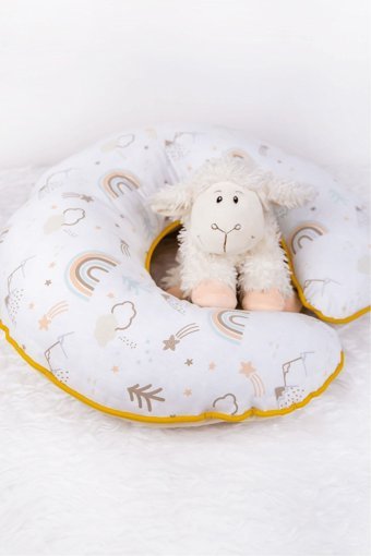Babynest Gökkuşağı Elyaf Sırt Destekli Yıkanabilir Turuncu Emzirme Yastığı