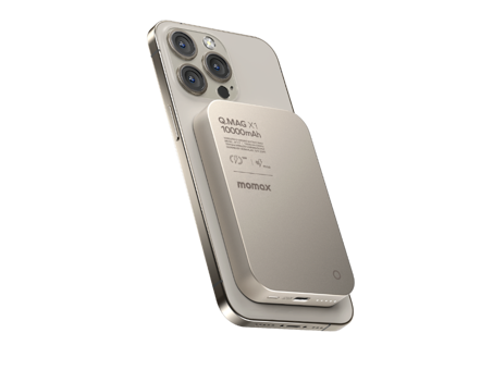 Momax QMagX1 10000 mAh Hızlı Şarj Mıknatıslı Işıklı Dijital Göstergeli USB Type C Çoklu Bağlantı Kablosuz Powerbank Titanyum