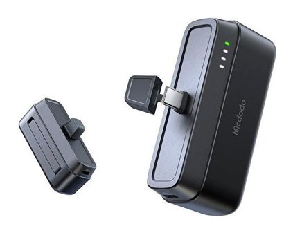 Mcdodo MC-6302 5000 mAh Işıklı Dijital Göstergeli USB Type C Çoklu Bağlantı Kablosuz Powerbank Siyah