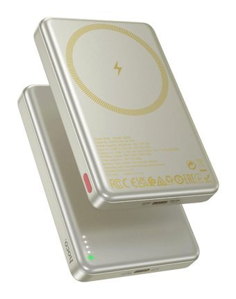 Hoco Q26A 10000 mAh Hızlı Şarj Işıklı Dijital Göstergeli USB Type C Çoklu Bağlantı Kablosuz Powerbank Gold